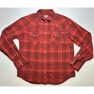 Eat Dust Western Pearl Snap Shirt Maasai Check Red Size Large Casual Long Sleeve